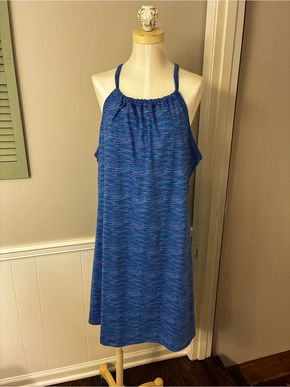 Balance Outdoor Collection Blue Heathered Halter Active Dress